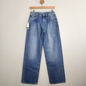 NEW Daily Blue Adriano Goldshmied Love Pleated High Waisted Jean Storm 24
